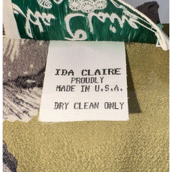 Vintage Sleeveless Dress Ruffled Green Ida Claire Women's Size XL 38" Waist - Picture 9 of 10